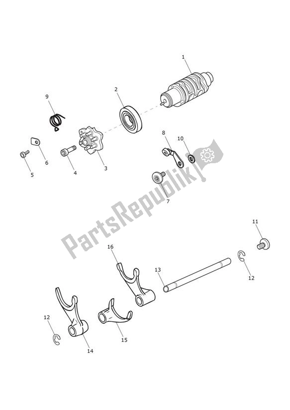 All parts for the Gear Selector Drum of the Triumph Speed Triple S From VIN 735438 1050 2016 - 2018