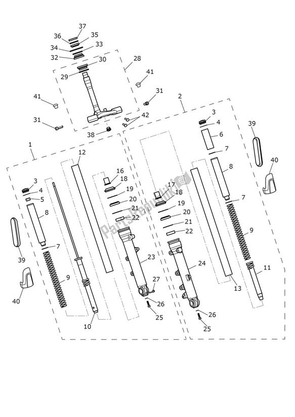 Toutes les pièces pour le Suspension Avant du Triumph Bonneville T 100 From VIN AC 5927 +chrome 900 2022 - 2024