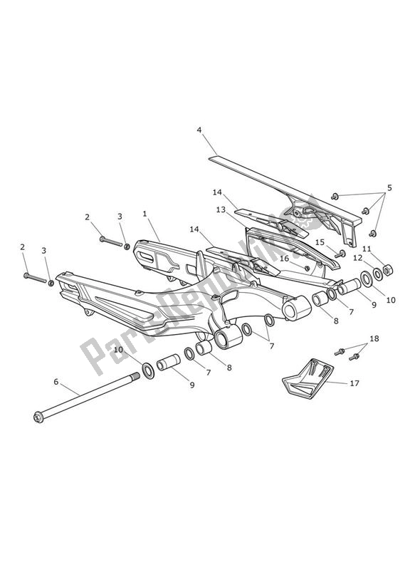 Tutte le parti per il Forcellone del Triumph Tiger XCA UP TO VIN 855531 1215 2015 - 2017