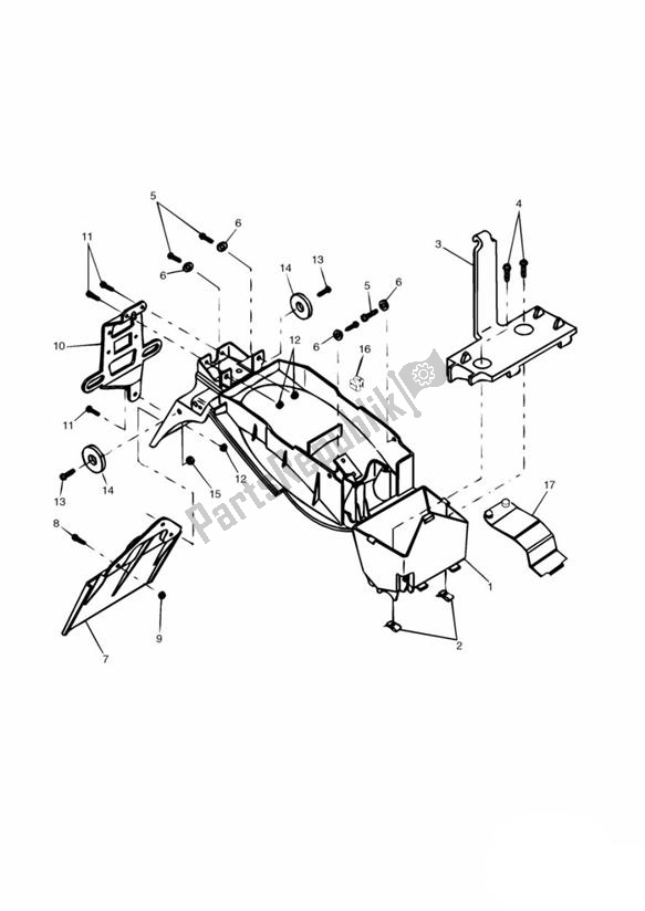 All parts for the Mudguard Rear of the Triumph Daytona T 595 / 955I 1997 - 2001