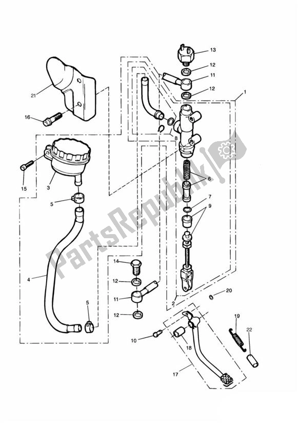 All parts for the Master Cylinder Assy Rear of the Triumph Thunderbird Sport 885 1997 - 2000