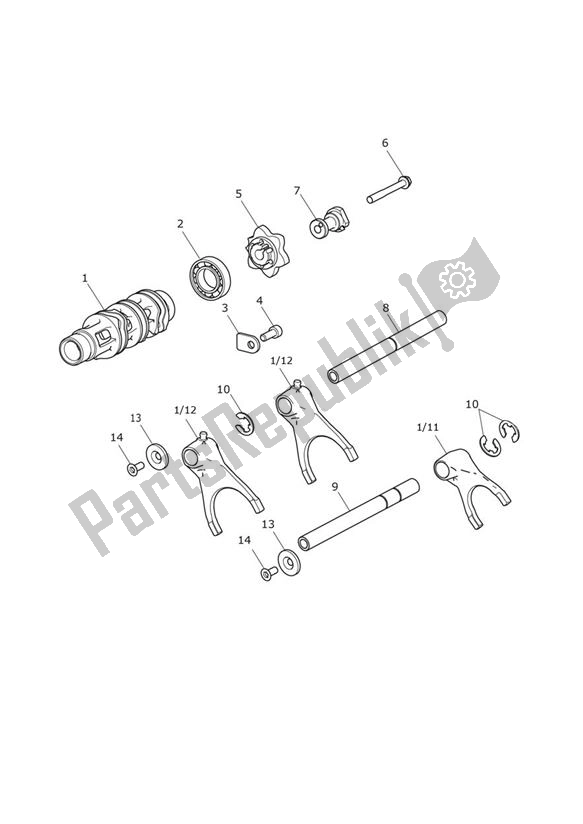 Todas as partes de Gear Selector Drum Gear Selector Forks - Explorer Xrx do Triumph Explorer XRX 1215 2015 - 2018