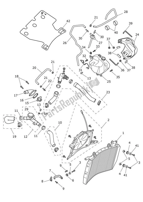 All parts for the Cooling of the Triumph Speed Triple 1200 RR 1160 2021 - 2024