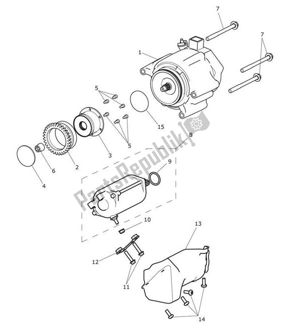 All parts for the Starter Generator of the Triumph Tiger 1200 XRT 1215 2018 - 2020