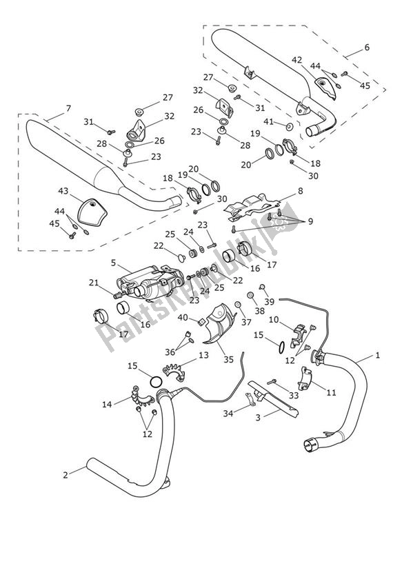 All parts for the Exhaust of the Triumph Bobber From AC 1196 1200 2017 - 2021