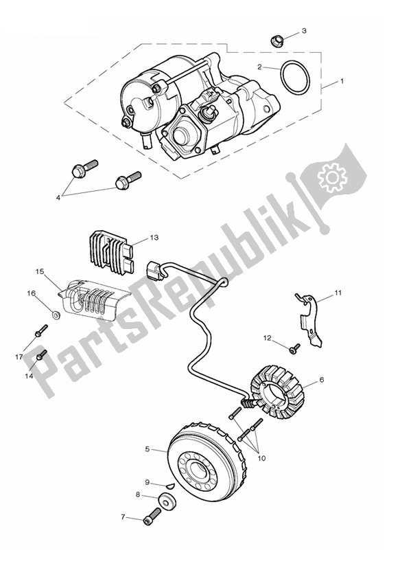 Wszystkie części do Starter Generator Triumph Thunderbird Commander 1699 2014 - 2016