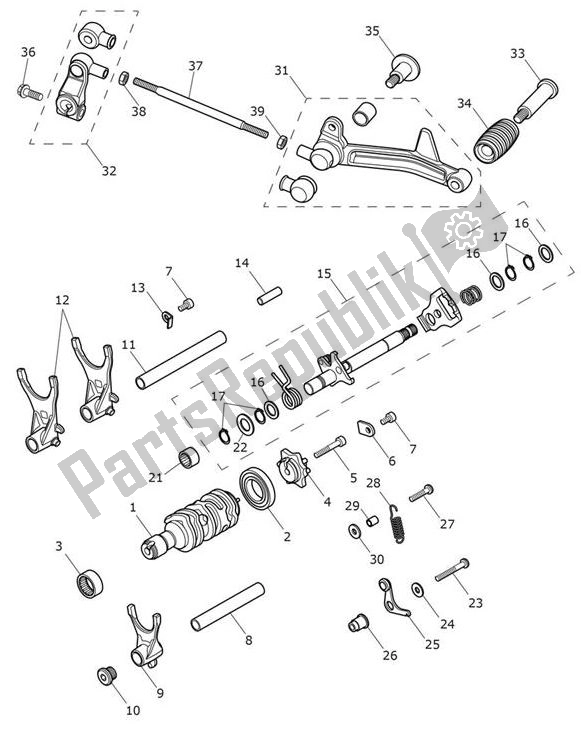 Tutte le parti per il Pedal Gears Gear Selection Shaft del Triumph Bobber Black 1200 2018 - 2021