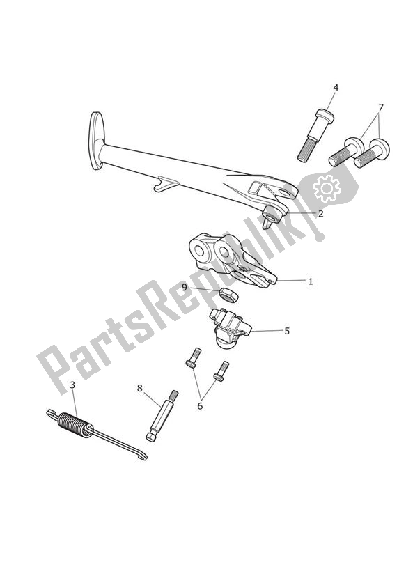 Tutte le parti per il Cavalletto Laterale del Triumph Daytona R From VIN 564948 675 2017 - 2018