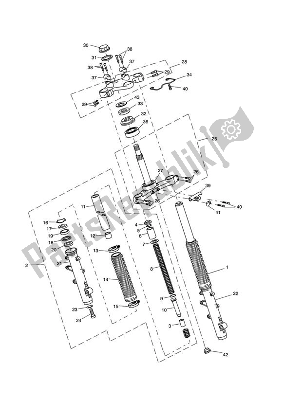 All parts for the Front Suspension of the Triumph Tiger 955I Cast Wheels 2001 - 2006