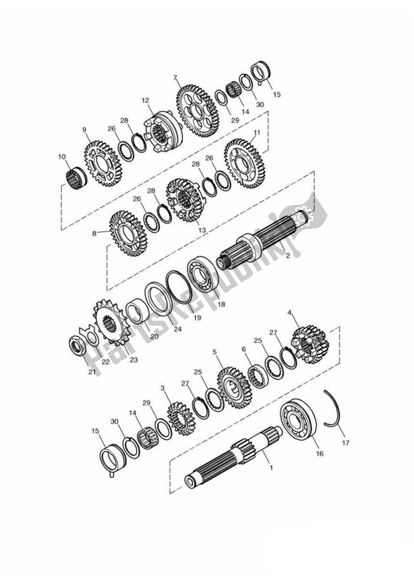Alle onderdelen voor de Gears From Engine179829 van de Triumph America Carburator 790 2001 - 2007