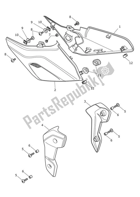 All parts for the Fairing Laterally of the Triumph Trident 660 2020 - 2024