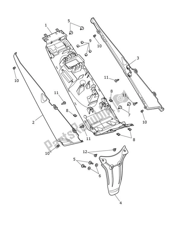 All parts for the Mudguard Rear of the Triumph Tiger 1200 GT Explorer 1215 2022 - 2024