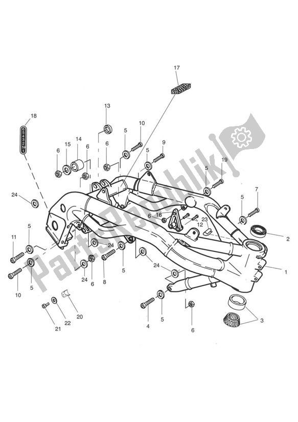 Todas as partes de Montagem Da Estrutura Principal do Triumph Daytona T 595 / 955I 1997 - 2001