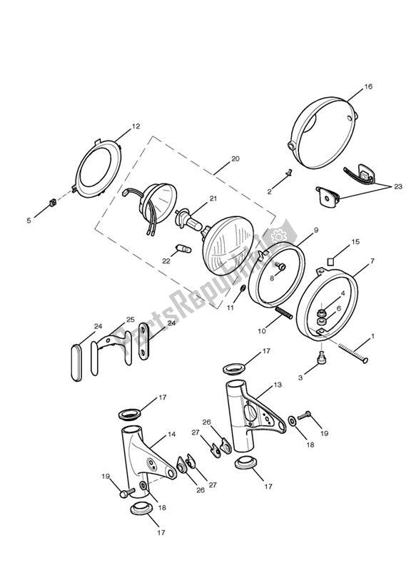 Alle onderdelen voor de Koplamp van de Triumph Scrambler EFI UP TO 2015 865 2008 - 2016
