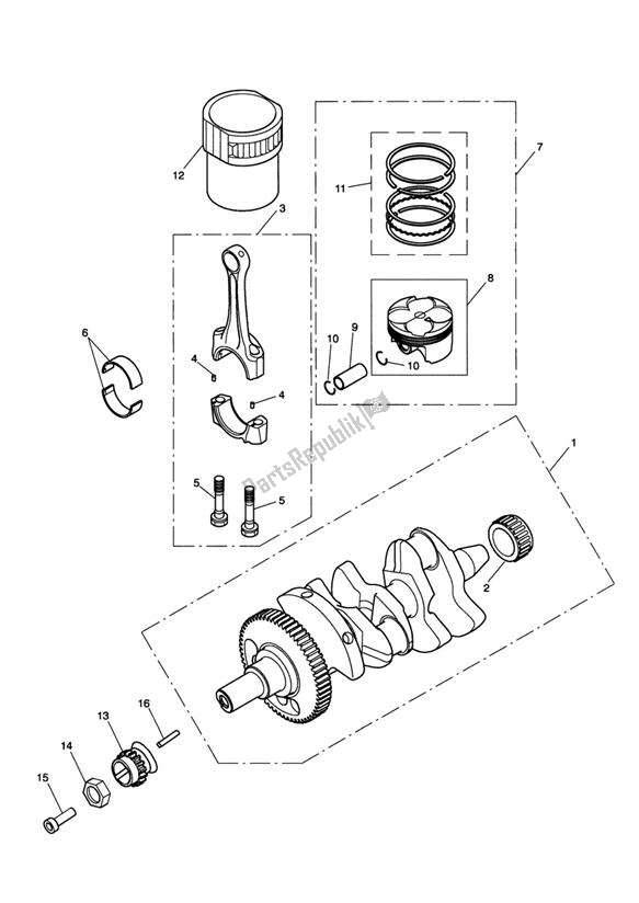 Tutte le parti per il Crank Shaft Connecting Rod Piston del Triumph Daytona 675 UP TO VIN 381274 2006 - 2012