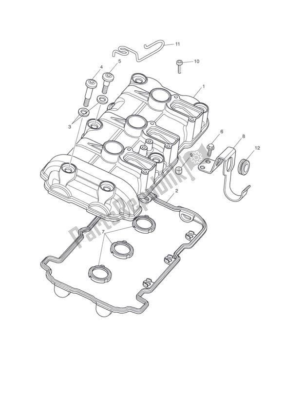 Tutte le parti per il Camshaft Cover del Triumph Speed Triple 1050 From VIN 333179 2011 - 2015