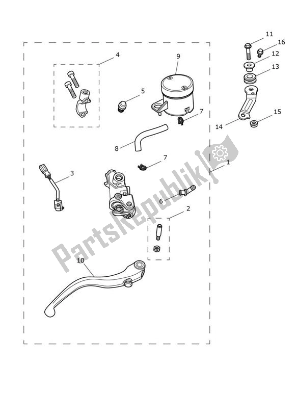 Alle onderdelen voor de Master Cylinder Assy Front van de Triumph Street Triple R UP TO VIN 982751 765 2017 - 2020