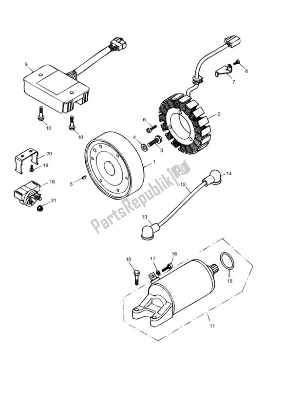 All parts for the Starter Generator From Vin171121 of the Triumph TT 600 599 2000 - 2003