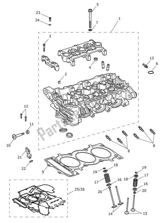 All parts for the Cylinder Head Valves of the Triumph Speed Triple RS From VIN 867601 1050 2018 - 2020