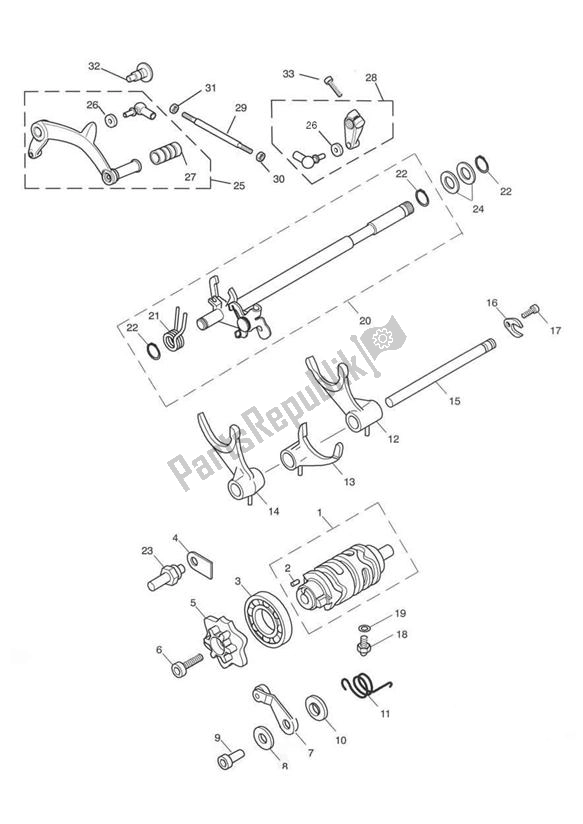 Wszystkie części do Gear Selection Shaft Gear Selector Drum Triumph Thruxton Carburator 865 2004 - 2007