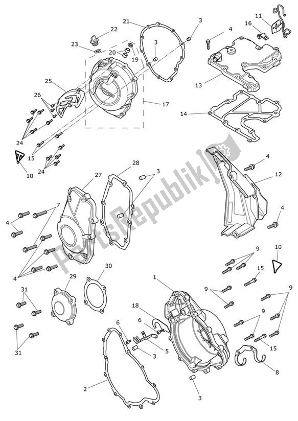 Tutte le parti per il Coperchio Del Motore del Triumph Tiger 900 GT PRO UP TO BP 5372 888 2020 - 2021