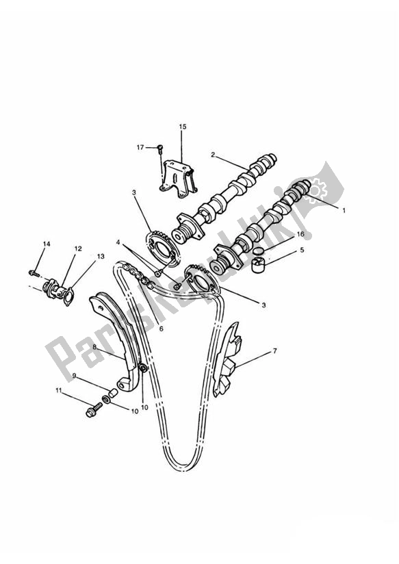 Toutes les pièces pour le Camshafts Timing Chain du Triumph Adventurer From VIN 71699 885 1999 - 2001