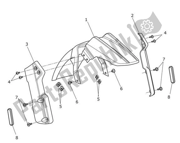 Tutte le parti per il Front Wheelkotflügel del Triumph Tiger 1200 XR 1215 2018 - 2020