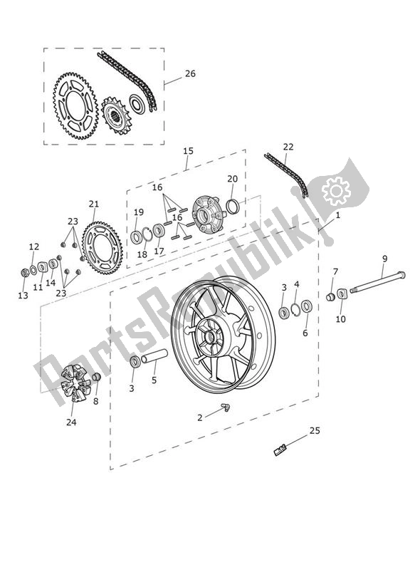 All parts for the Rear Wheel From 914973 - Street Twin Up To Vin Ab9714 of the Triumph Street Twin UP TO VIN AB 9714 900 2016 - 2018