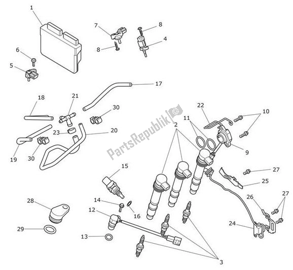 Todas as partes de Engine Management do Triumph Tiger XR From VIN 855532 1215 2018 - 2020