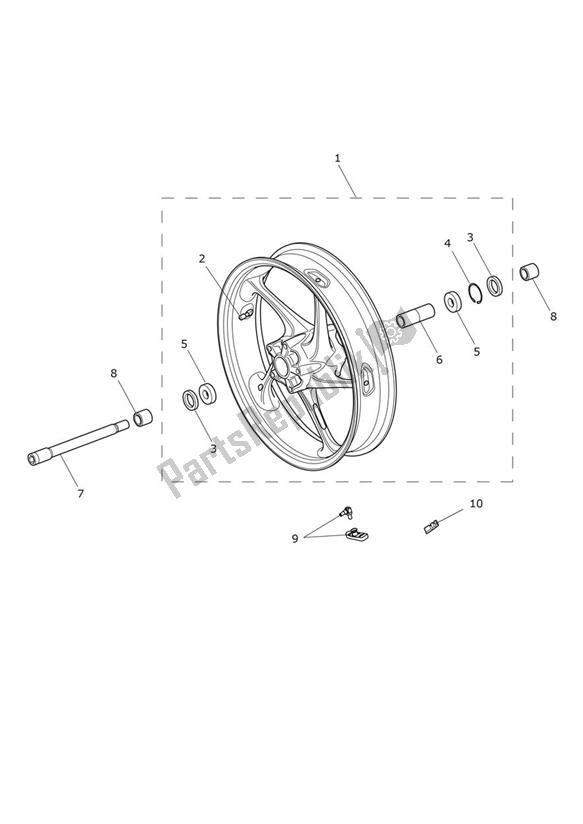 Alle onderdelen voor de Voorwiel van de Triumph Daytona 675 From VIN 564948 2017 - 2018