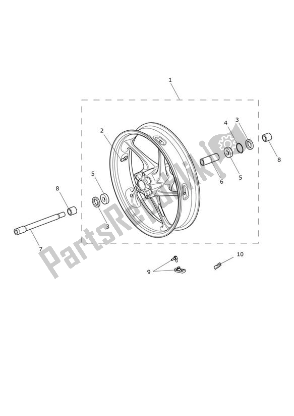 All parts for the Front Wheel of the Triumph Daytona R From VIN 564948 675 2017 - 2018