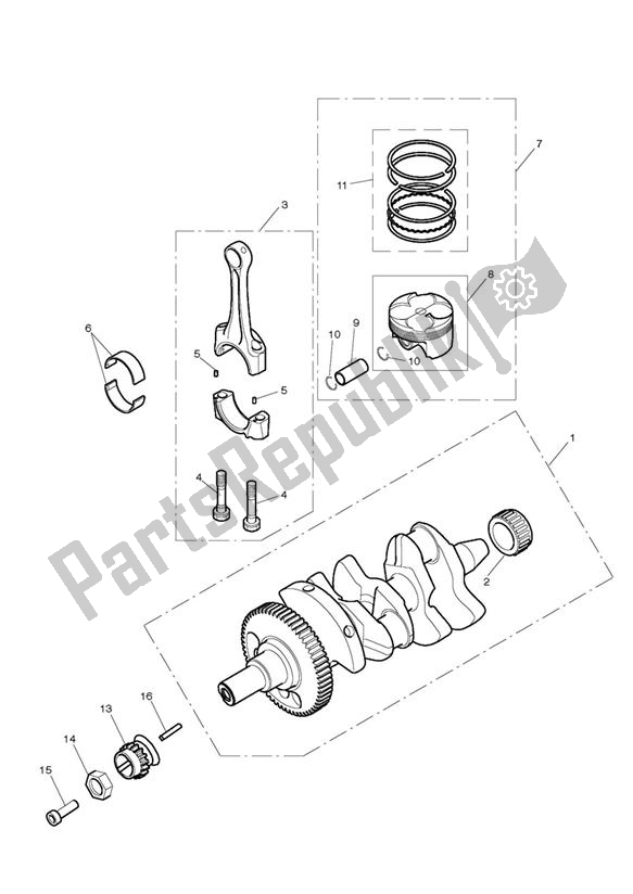 Todas las partes para Crank Shaft Connecting Rod Piston de Triumph Street Triple R UP TO VIN 982751 765 2017 - 2020