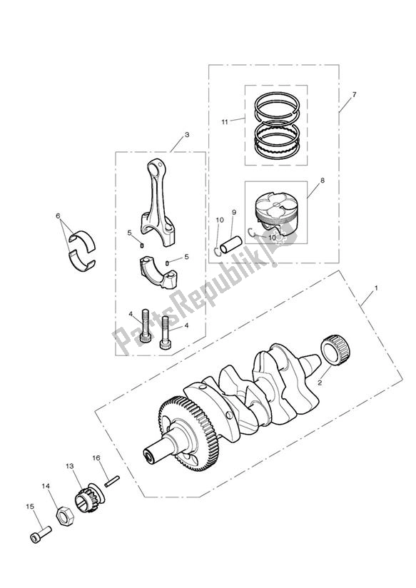 All parts for the Crank Shaft Connecting Rod of the Triumph Street Triple RS UP TO VIN 965682 765 2017 - 2020