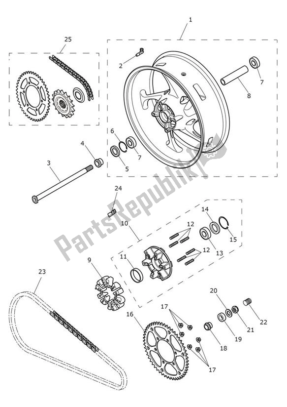 Alle onderdelen voor de Achterwiel van de Triumph Trident 660 2020 - 2024