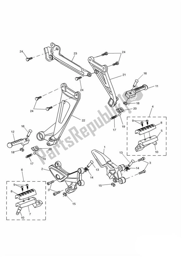 All parts for the Footrests of the Triumph Sprint RS 955 From VIN 139277 2002 - 2004