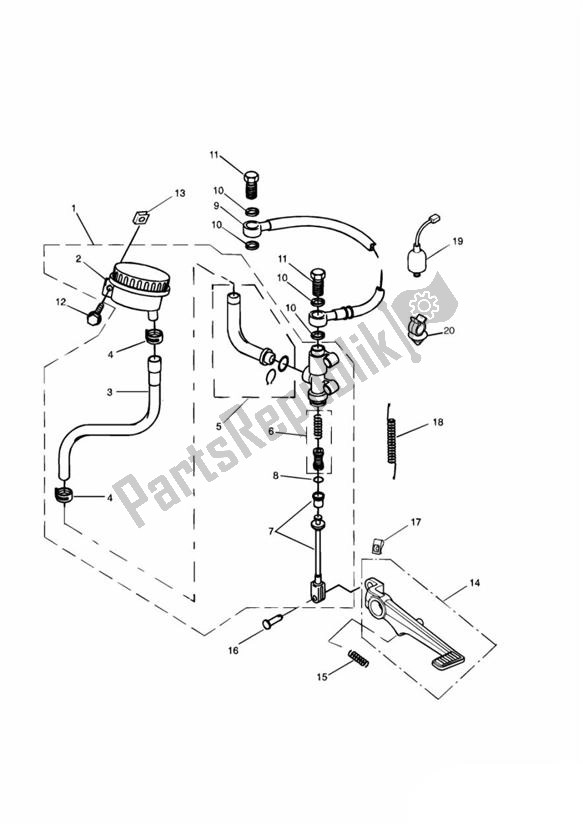 All parts for the Master Cylinder Assy Rear of the Triumph Daytona 955I From VIN 132513 1997 - 2006