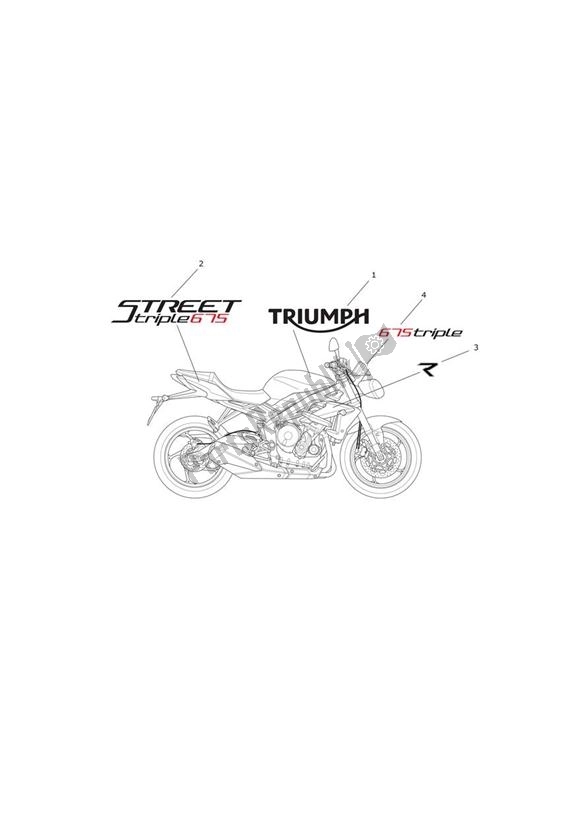 All parts for the Decal From Vin 657137 of the Triumph Street Triple R & RX From VIN 560477 675 2012 - 2016