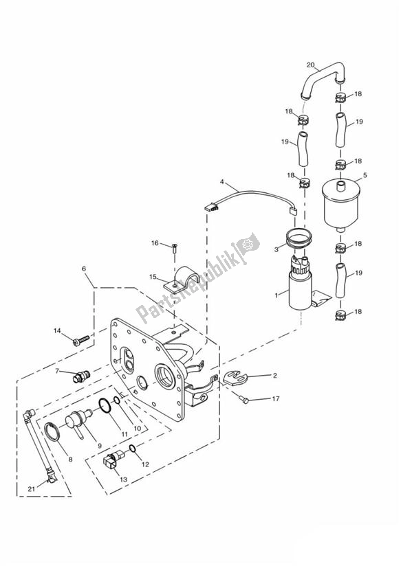 Tutte le parti per il Fuel Pump Up To Vin 207554 del Triumph Sprint RS 955 From VIN 139277 2002 - 2004