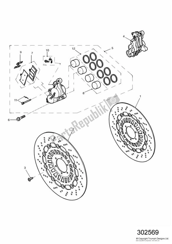 Todas las partes para Break Front de Triumph Speed Triple 955I From VIN 141872 2002 - 2004