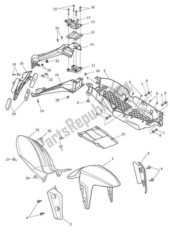 Tutte le parti per il Parafango del Triumph Speed Triple S From VIN 735438 1050 2016 - 2018