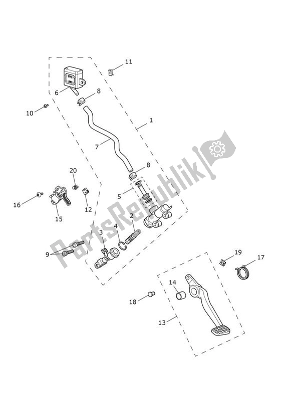 Todas las partes para Master Cylinder Assy Rear de Triumph Bonneville T 100 From VIN AC 5927 +chrome 900 2022 - 2024