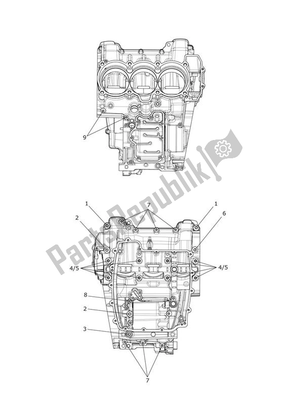 All parts for the Crankcase Screws - Explorer Xcx of the Triumph Explorer XCX 1215 2012 - 2019