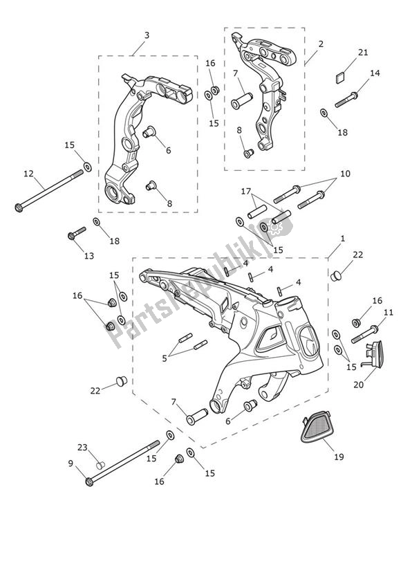 Todas las partes para Main Frame Assembly de Triumph Rocket 3 R 2458 2020 - 2024