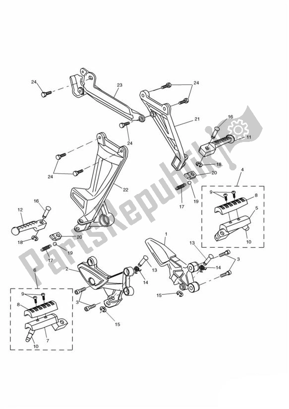 Toutes les pièces pour le Repose-pieds du Triumph Sprint ST 955I From VIN 139277 2002 - 2004