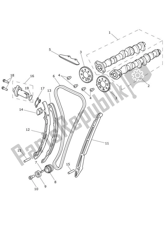 Tutte le parti per il Camshafts Timing Chain del Triumph Trophy 1215 2013 - 2017