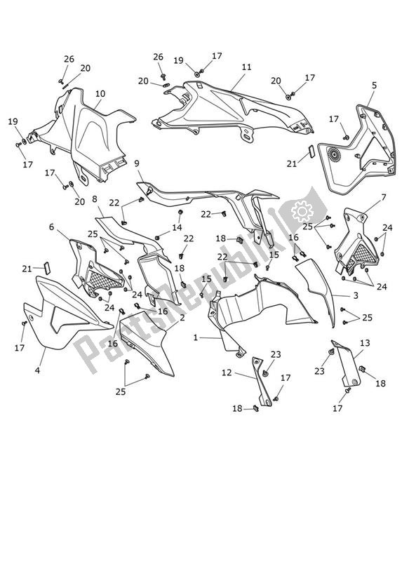 Todas las partes para Fairing Laterally de Triumph Tiger 1200 GT 1215 2022 - 2024