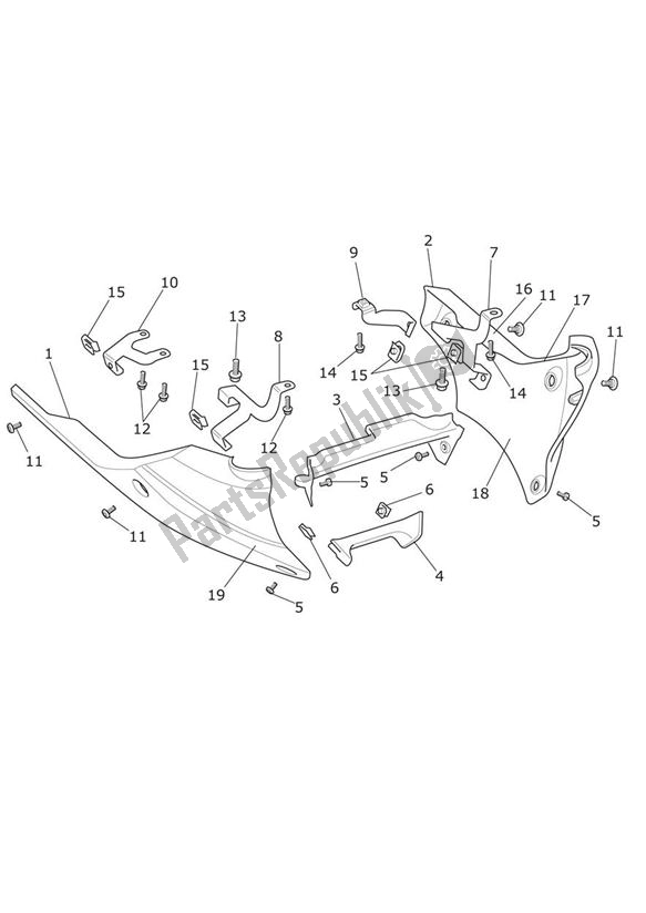 All parts for the Bugspoiler of the Triumph Speed Triple R UP TO VIN 735436 1050 2012 - 2016