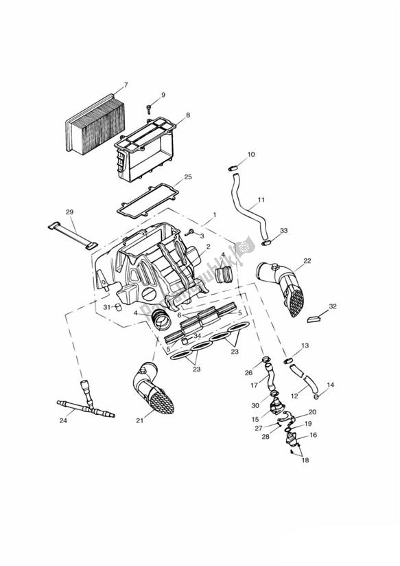 All parts for the Airbox (airfilter) of the Triumph Speed Four 599 2002 - 2006