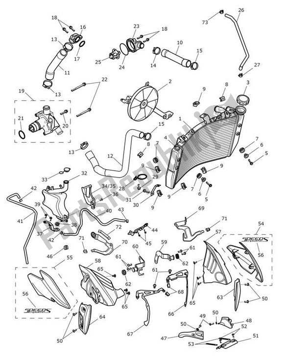 Todas as partes de Sistema De Refrigeração do Triumph Speed Triple S From VIN 867685 1050 2018 - 2021