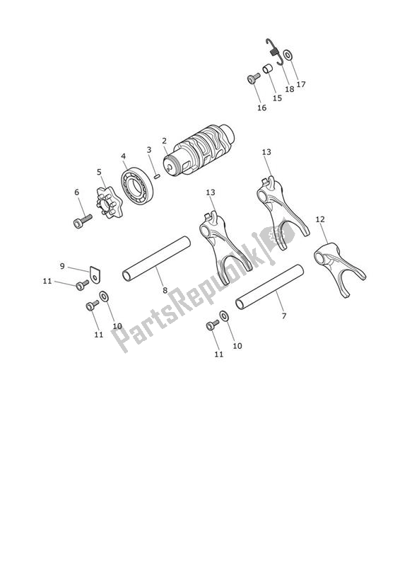 All parts for the Gear Selector Drum of the Triumph Tiger 900 GT UP TO BP 6440 888 2020 - 2021